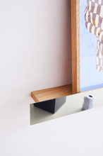 Load image into Gallery viewer, Floating Gallery Shelf - Polished stainless steel / oak
