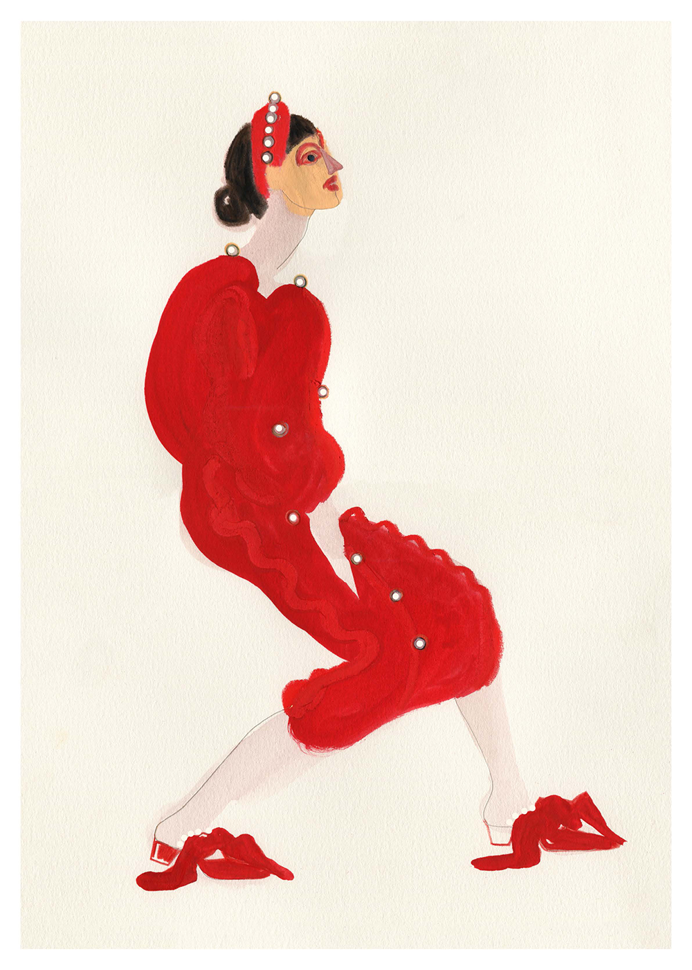 Red with Pearls